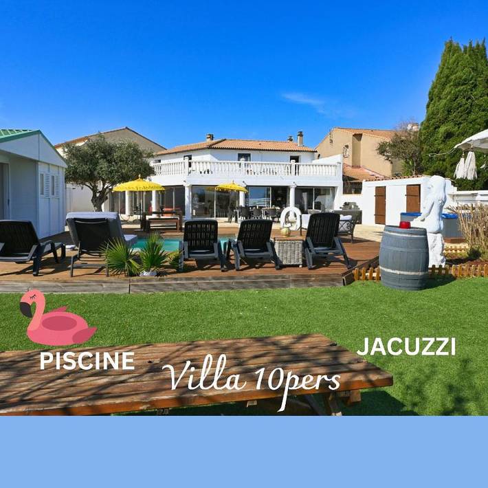 Villa pour 10 personnes, avec Balcon et Jacuzzi ainsi que Terrasse et Jardin au Le Grau-du-Roi