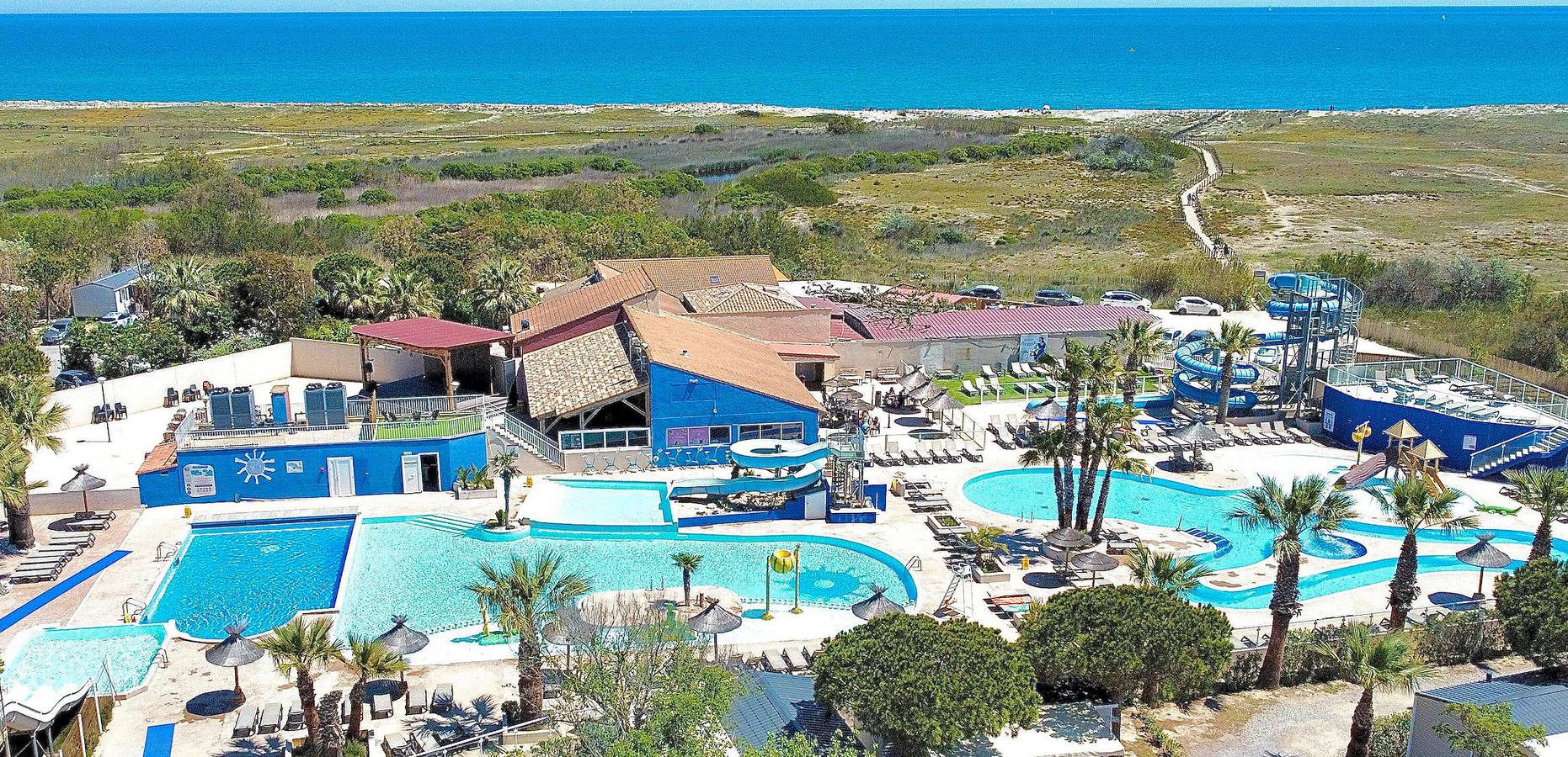 Mobilheim 'La Cabane Du Sud' mit Gemeinschaftspool, privater Terrasse und Klimaanlage in Torreilles, Côte d'Améthyste
