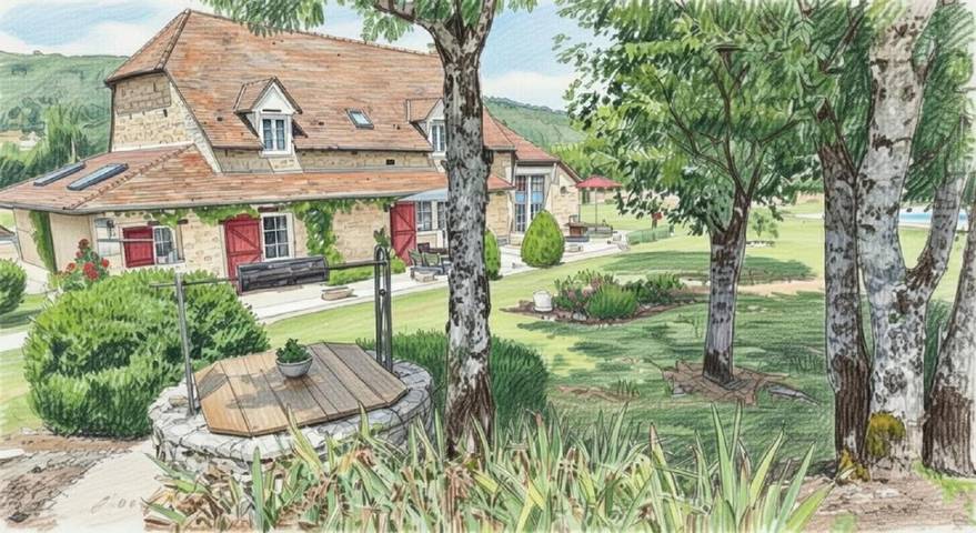 Maison de vacances pour 6 personnes, avec piscine ainsi que vue et jardin