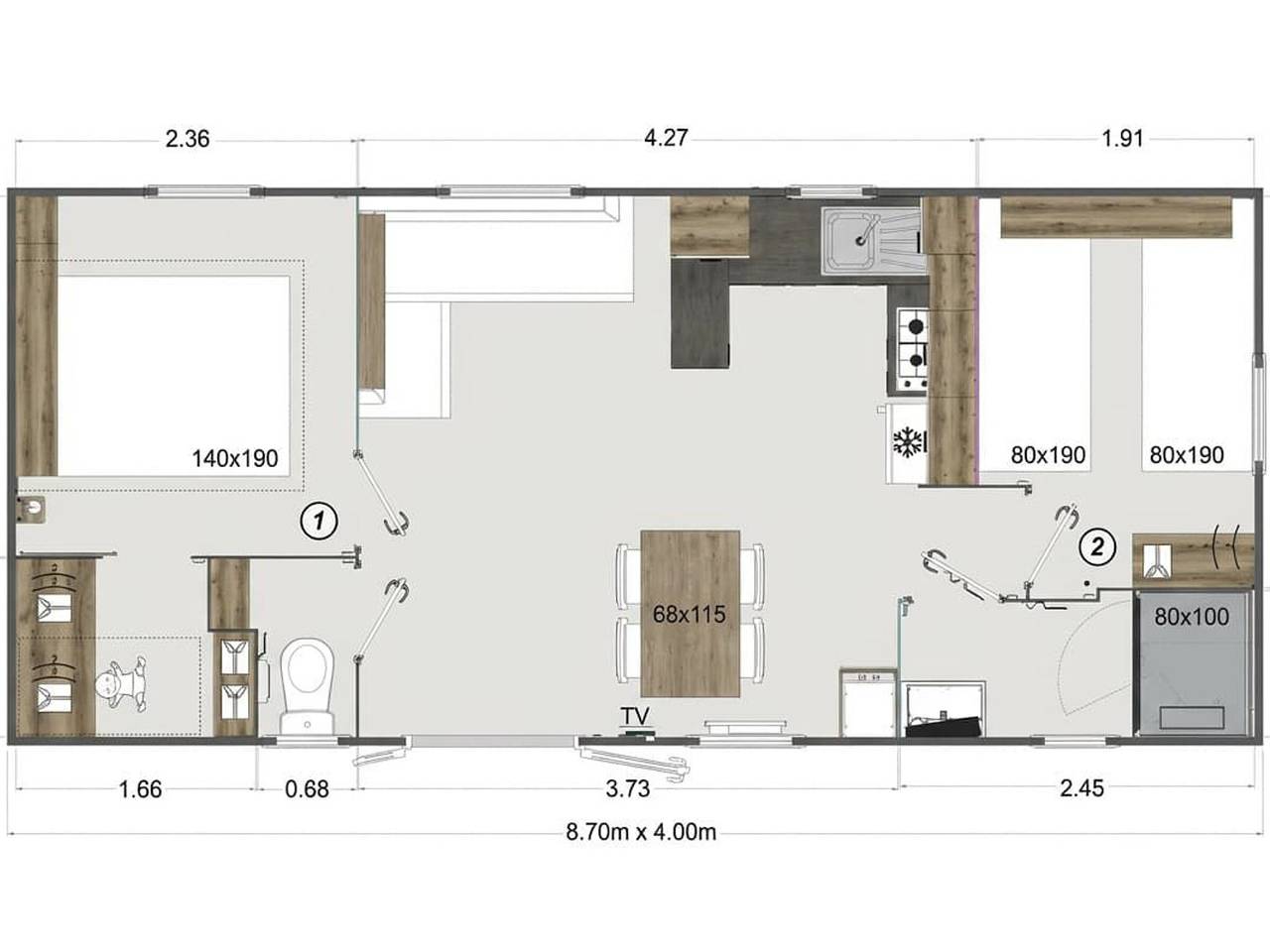 Mobil-home 35m² avec Terrasse - Saint-Gérons in Saint-Gérons, Région d'Aurillac