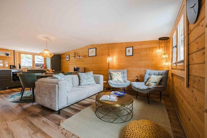 Appartement de vacances pour 4 personnes, avec sauna et vue sur le lac ainsi que vue et jardin