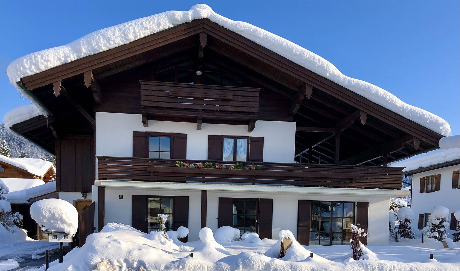 Appartement de vacances entier, Gästehaus Liebl - Appartement 2 pièces de 40 m², 1-4 personnes, chambre supplémentaire, cuisine/salle à manger, grand balcon-terrasse in Reit im Winkl, Alpes bavaroises