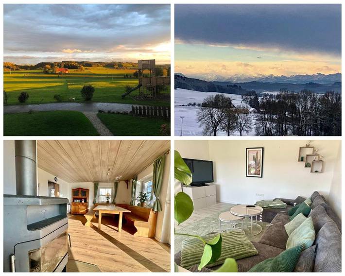 Ferienwohnung für 8 Personen, mit Balkon und Terrasse sowie Garten und Ausblick
