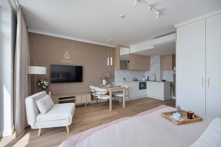 Ganze Wohnung, Stylish Studio with a Balcony | Workspace and Air Conditioning in Ciechocinek, Kujawien-Pommern