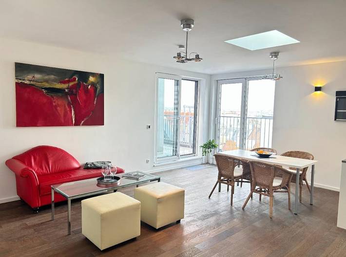 Ferienwohnung für 4 Personen, mit Balkon und Terrasse sowie Ausblick
