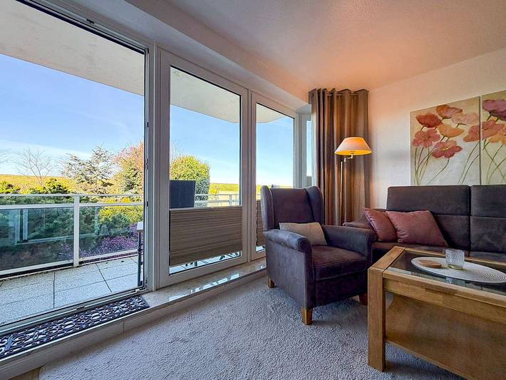 Ferienwohnung für 2 Personen, mit Ausblick und Balkon sowie Sauna, mit Haustier in Duhnen