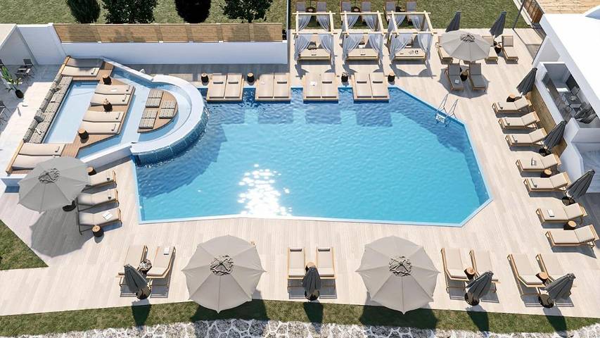 Hôtel pour 3 personnes, avec piscine ainsi que terrasse et jardin