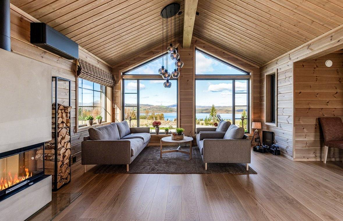 Cabane nouvellement construite avec vue sur le fjord Tisleiefjorden in Gol