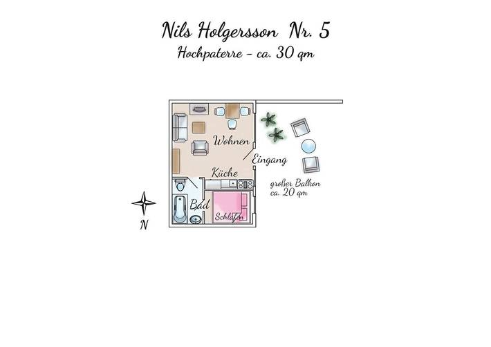 Ferienwohnung für 2 Personen, mit Balkon und Sauna auf Spiekeroog - 3