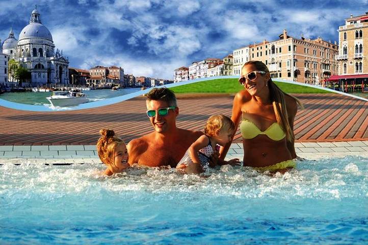 Camping für 5 Personen, mit Terrasse und Garten sowie Pool in Punta Sabbioni