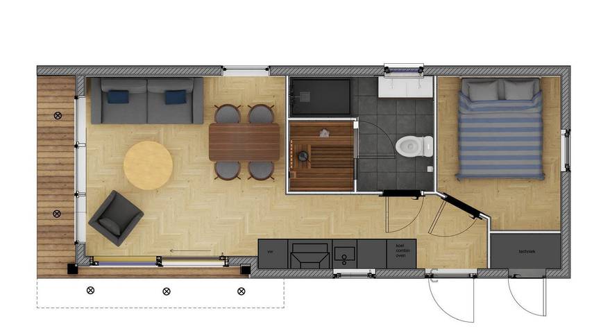 Ferienhaus für 2 Personen, mit Sauna und Terrasse sowie Balkon/Terrasse in Zeeland - 4