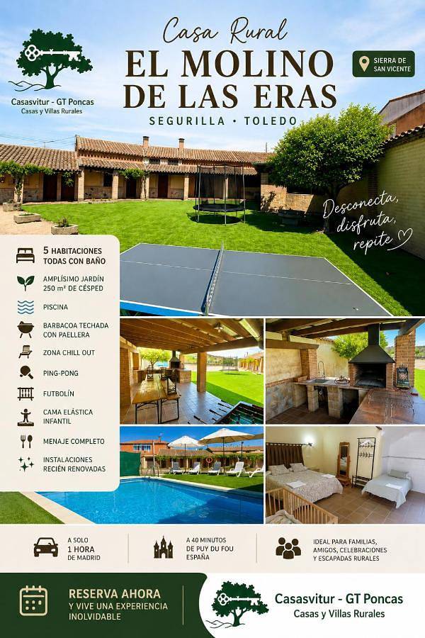 Casa rural para 15 personas, con Terraza y Jardín además de Piscina y Vistas en San Román de los Montes