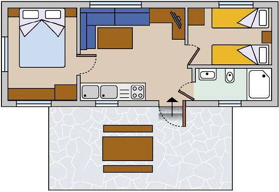 Feriendorf Le Palme Mobilehome Lodge für 4 Personen in Lazise, Gardasee-Berge