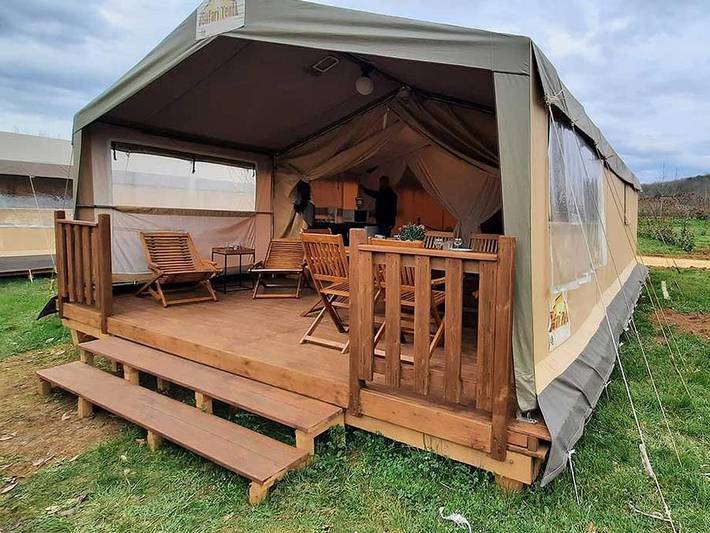 Camping Les Chênes Clairs - Safarizelt 4 personen - Loubressac in Condat (Lot), Lot