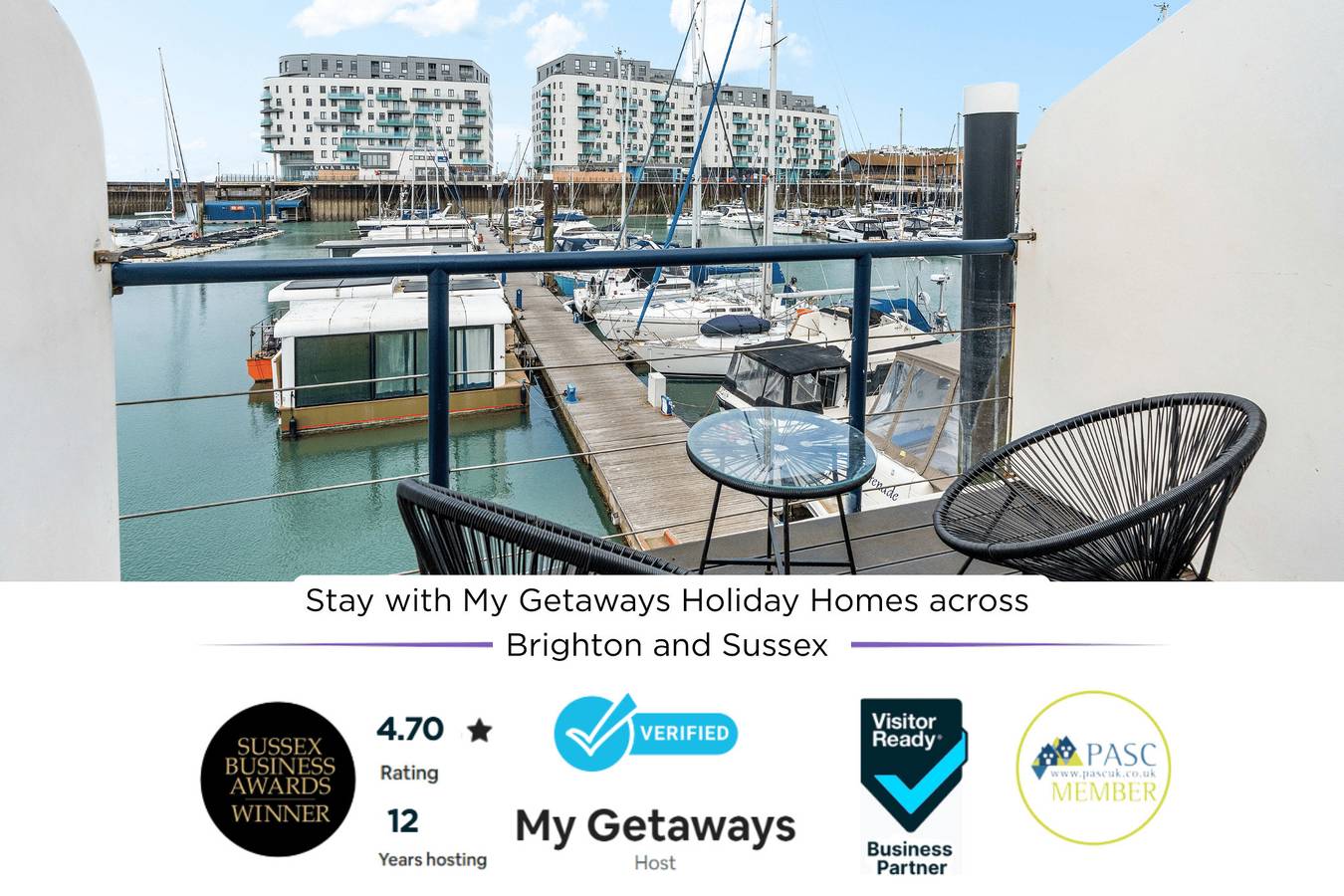 Entire apartment, Marina Haven Sea Views Parking | By My Getaways in Brighton Marina, Brighton