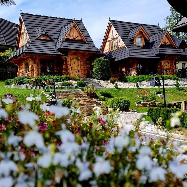 Domek letniskowy dla 4 osób, z Jacuzzi i Taras oraz Ogród i Widok w 