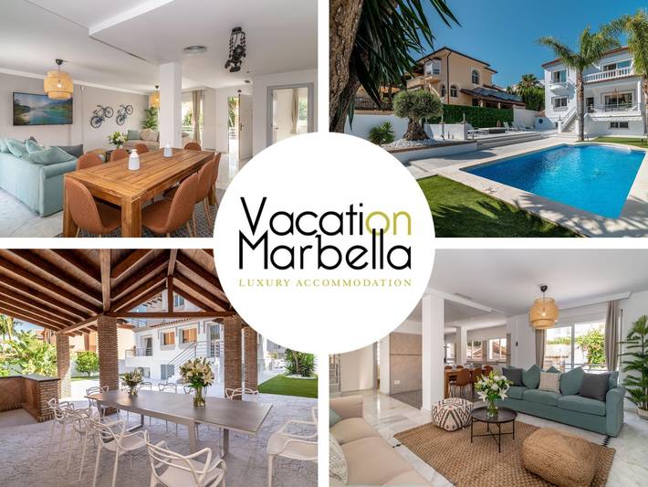 Holiday home for 10 people, with garden and balcony as well as pool in Benalmádena