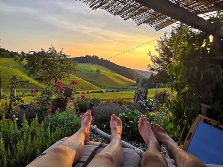 Ferienwohnung für 4 Personen, mit Balkon/Terrasse und Terrasse sowie Garten und Pool in Markgraeflerland