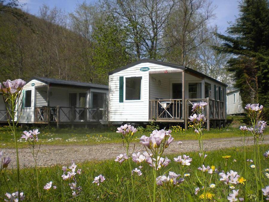 Flower camping Les Reflets Du Val D'argent - Mobilheim 4 personen - Mobilheim Komfort 20m² (2 Zimmer) + Tv + Halbüberdachte Terrasse 16m². in Sainte-Marie-aux-Mines, Regionaler Naturpark Belchen der Vogesen