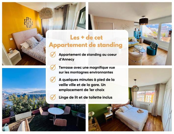 Gîte pour 4 personnes, avec vue et terrasse dans Gare d'Annecy