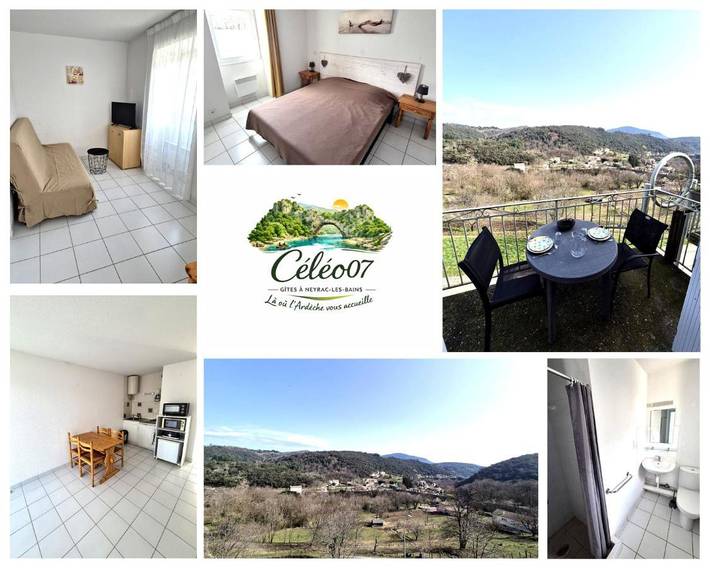 Gîte pour 4 personnes, avec balcon et vue à Meyras