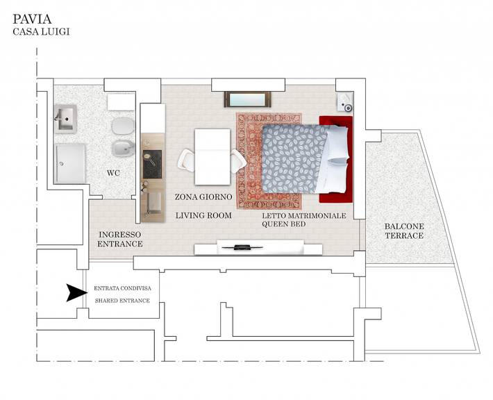 Gîte pour 2 personnes, avec Terrasse à Pavie - 2