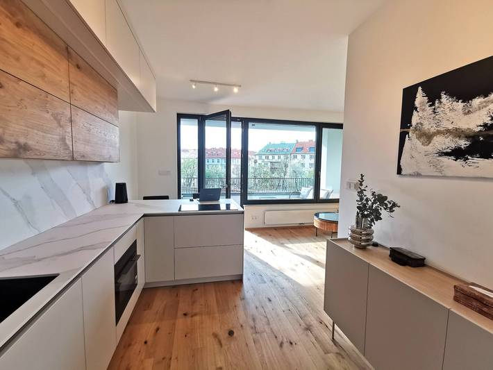 Ganze Wohnung, Kostenlose Parkplätze, zentrale Lage, Nuslesky Pivovar Sonnenuntergang Balkon na in Prag, Mittelböhmen