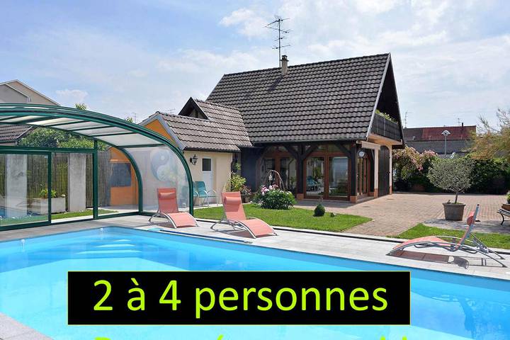 Gîte pour 4 personnes, avec balcon ainsi que jardin et piscine dans le Haut-Rhin