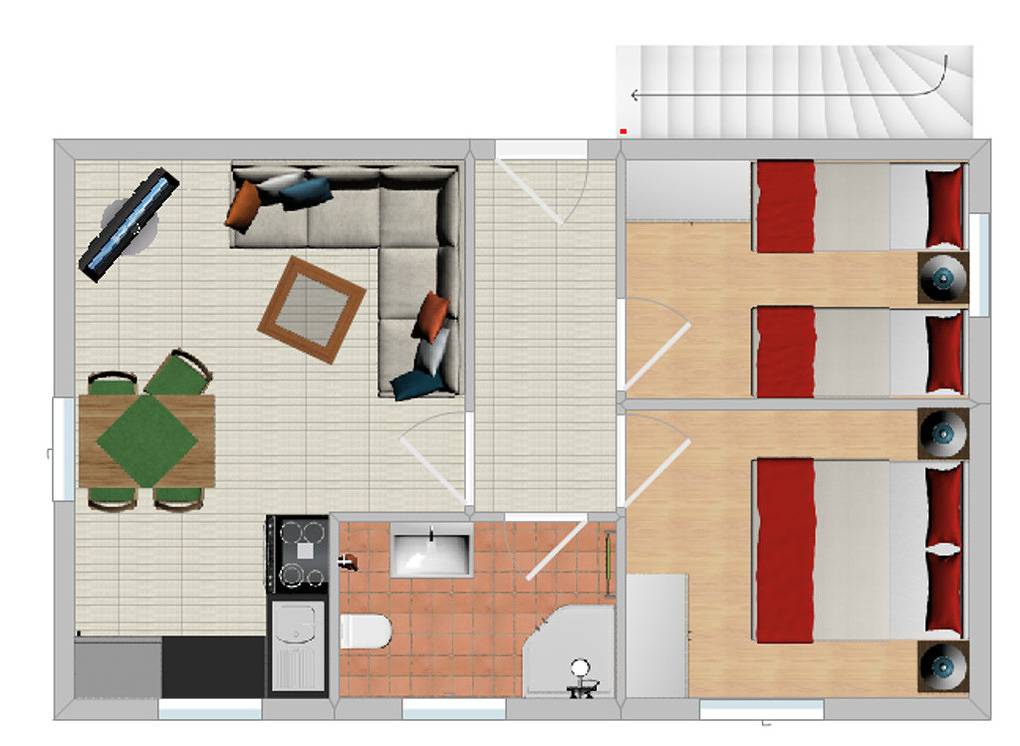 Geheel vakantieappartement, Vakantieappartement voor 5 personen met tuin in Harthausen, Rijndal