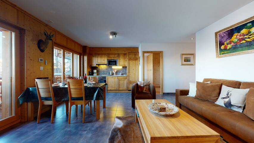 Ferienwohnung für 4 Personen, mit Balkon und Sauna in Veysonnaz