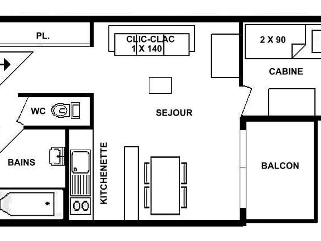 Entire apartment, Studio cabin Les Saisies, 4 people, central with balcony in Les Saisies, Albertville region