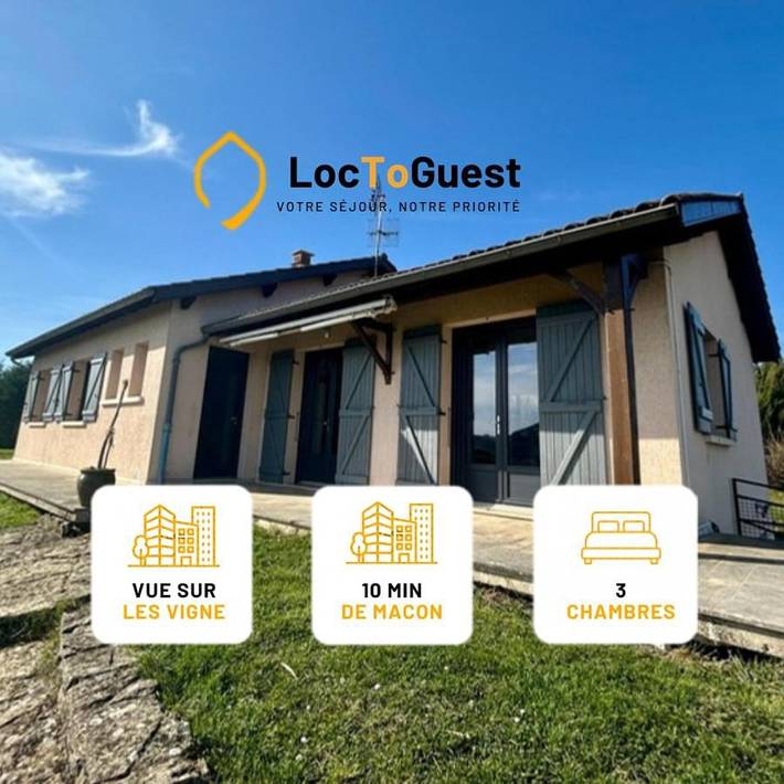 Location de vacances pour 8 personnes, avec Terrasse ainsi que Jardin et Vue dans Bussières (Saône-et-Loire)