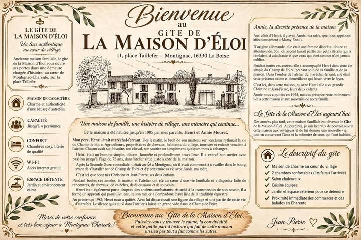 Location de vacances pour 5 personnes, avec Terrasse et Jardin ainsi que Piscine et Vue à Montignac-Charente
