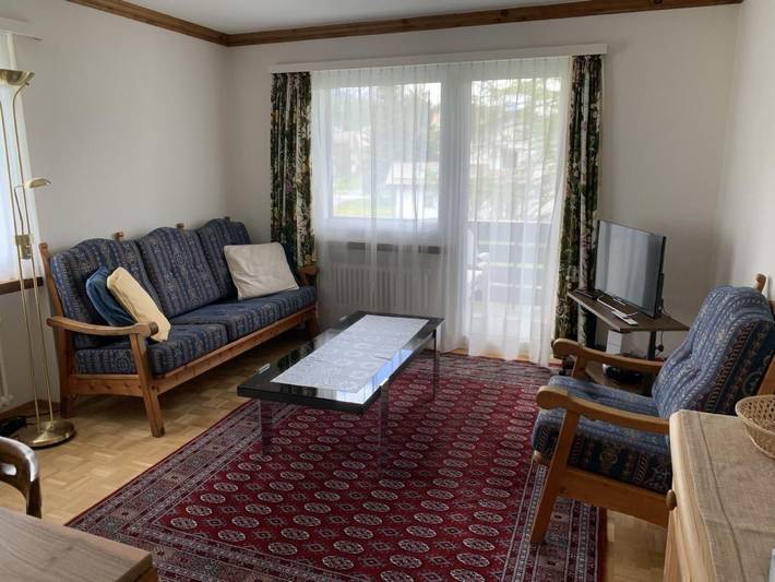 Ferienwohnung für 4 Personen, mit Balkon und Seeblick in Sils Maria