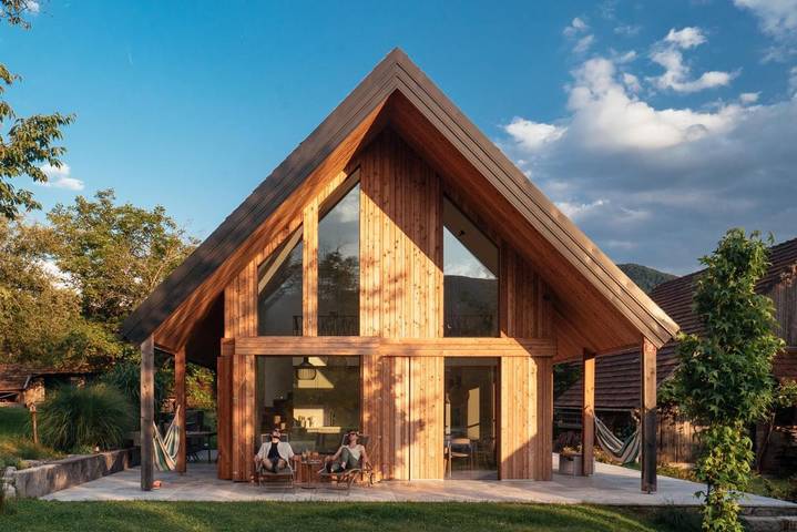 Ferienhaus für 6 Personen, mit Garten und Sauna sowie Ausblick, mit Haustier