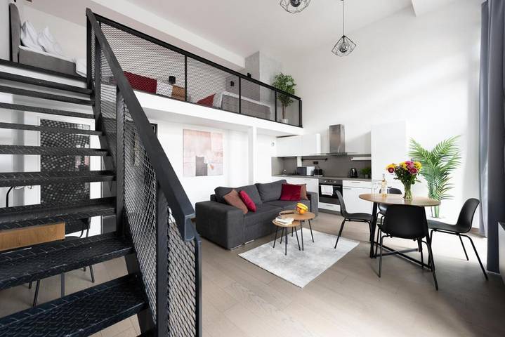 Loft dla 4 osób, z balkon i widok w Praga
