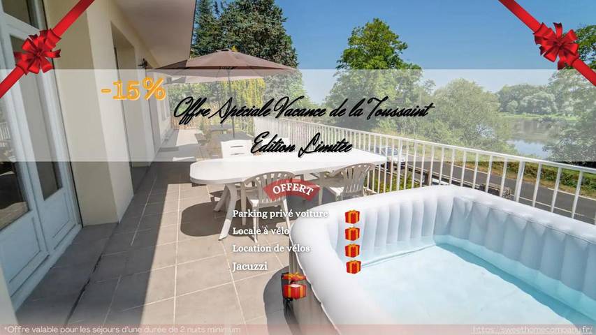 Location de vacances pour 13 personnes, avec Balcon et Jacuzzi ainsi que Terrasse et Jardin à Blois