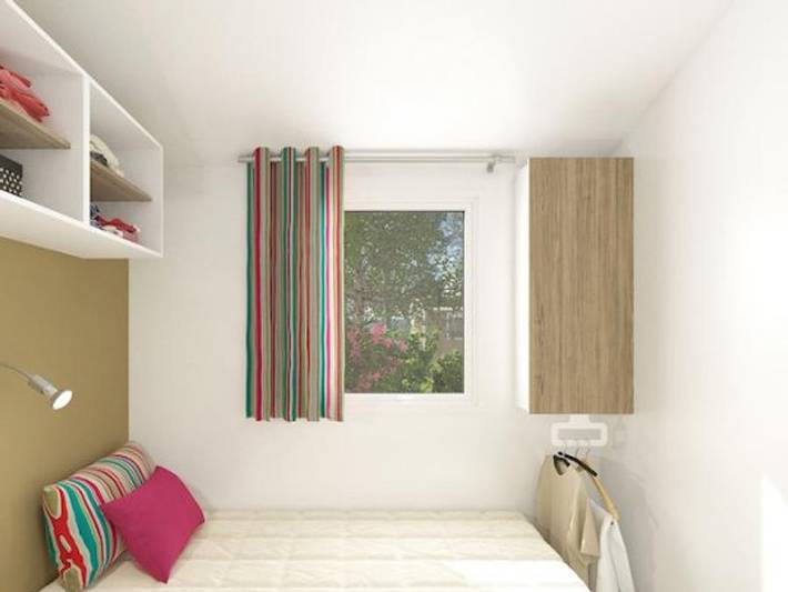 Camping Les Tournesols - Mobilheim 6 personen - Mobilheim Malaga 38m² (30m² + 8m² Terrasse)- 3 Zimmer 6 pers. in Le Grez, Parc naturel régional Normandie-Maine