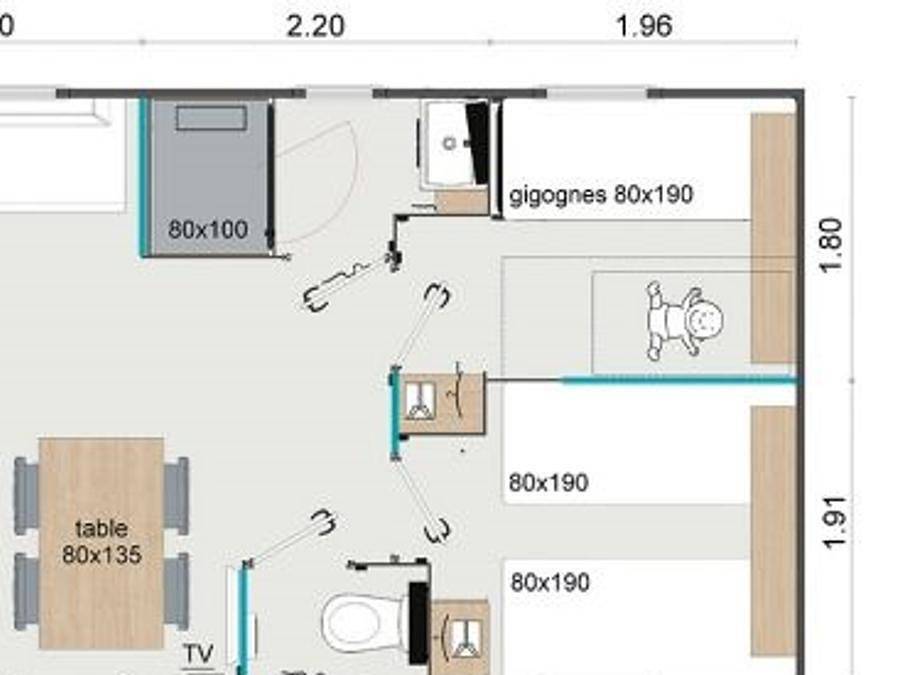 Camping les Rives du Lac Cantalès - Mobilheim 6 personen - Familia (3 Schlafzimmer) in Saint-Gérons, Aurillac und Umgebung