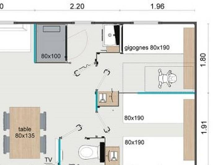 Camping les Rives du Lac Cantalès - Mobilheim 6 personen - Familia (3 Schlafzimmer) in Saint-Gérons, Aurillac und Umgebung