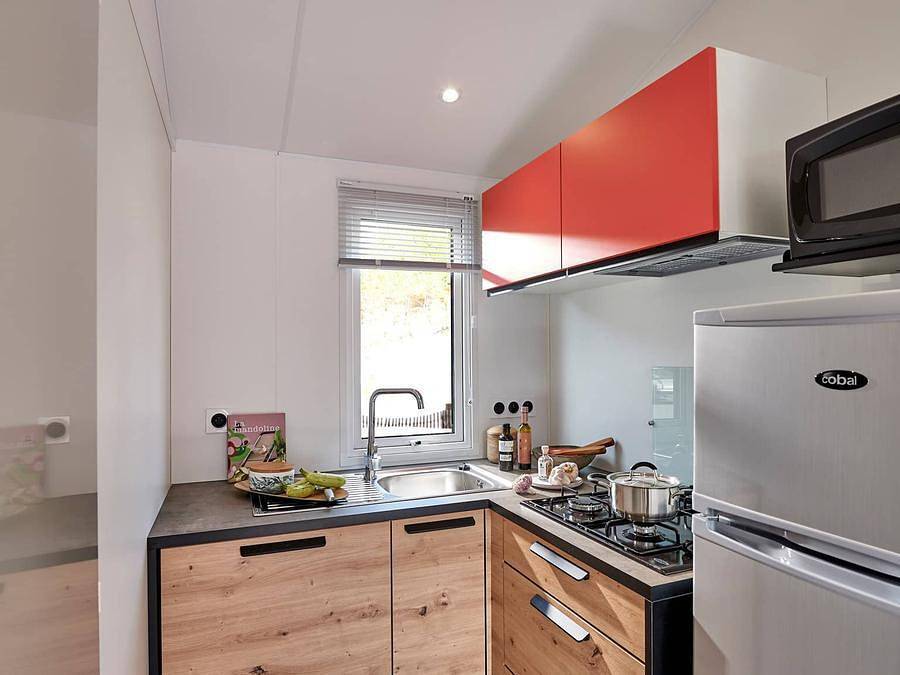 Flower Camping La Blanche Hermine - Mobilheim 2 personen - Pénestin Confort 16m² (1Schlafzimmer - 2 Personen) + Überdachte Terrasse + Tv in Noyal-Muzillac, Côte des Mégalithes