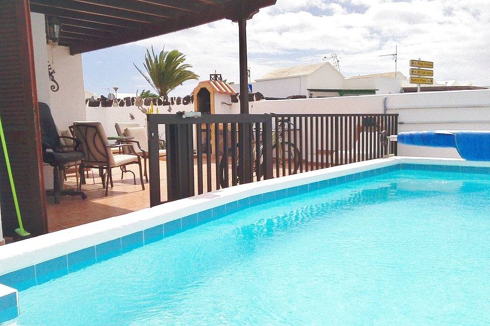 Casa Dasha, privater, solarbeheizter und klimatisierter Pool mit Reling und Sicherheitstor in Los Pocillos, Tías