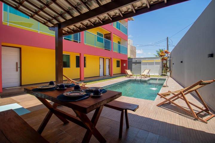 Casas e apartamentos de temporada para 4 pessoas, com jardim e vista e ainda piscina em São Miguel dos Milagres