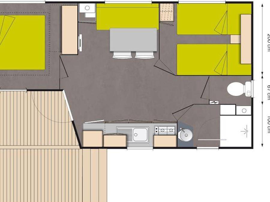 Camping Le Moténo - Mobilhome 4 personas - Cottage Saphir 4 p 2 Ch 1 Sdb ** (en francés) in Plouhinec (Morbihan), Côte des Mégalithes