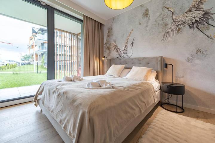Apartament wakacyjny dla 3 osób, z Balkon i Taras oraz Ogród i Sauna w Zarzecze