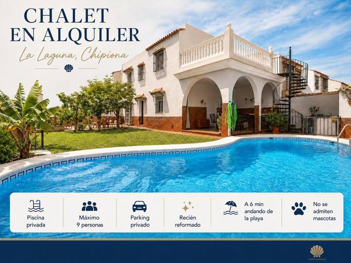 Casa rural para 9 personas, con Balcón y Terraza además de Jardín y Piscina en Chipiona