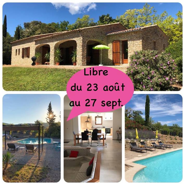 Gîte pour 4 personnes, avec terrasse ainsi que piscine et jardin