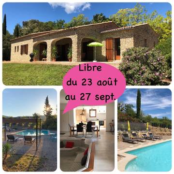 Gîte pour 4 personnes, avec terrasse ainsi que piscine et jardin à Lioux