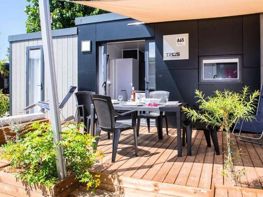 Camping Domaine Les Mûriers - Mobilheim 6 personen - Cottage Vip 4 Zimmer 6 Personen Klimatisiert + Tv in Plages des Cabanes de Fleury, Vendres