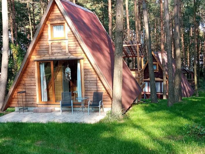 Domek letniskowy dla 5 osób, z widok i sauna oraz widok na jezioro i ogród w Pojezierze Iławskie